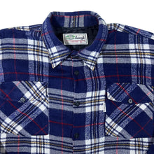 Load image into Gallery viewer, Vintage Henryk Navy White Red Yellow Plaid Check Long Sleeve Acrylic Flannel Shirt
