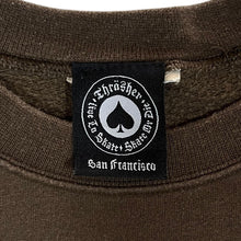 Load image into Gallery viewer, Thrasher Magazine Classic Flaming Skate Spellout Graphic Brown Crewneck Sweatshirt
