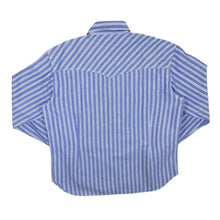 Load image into Gallery viewer, Abrams Blue White Striped Cowboy Western Popper Cotton Long Sleeve Shirt
