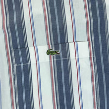 Load image into Gallery viewer, Vintage LACOSTE Blue White Red Multi Striped Short Sleeve Button-Up Shirt
