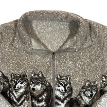 Load image into Gallery viewer, Early 00&#39;s Wolf Animal Nature Wildlife Print Zip Fleece Sweatshirt
