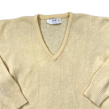 Load image into Gallery viewer, Vintage 90&#39;s PRINGLE SPORTS Golf Classic Yellow Wool Knit V-Neck Sweater Jumper
