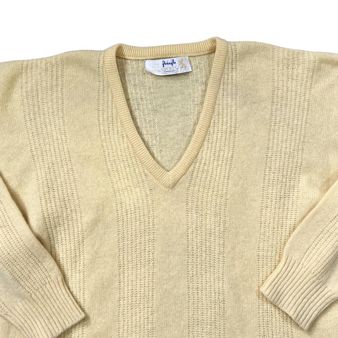 Pringle Sports Yellow V-Neck Scottish Wool Sweater Size XL top