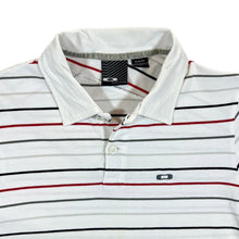 Load image into Gallery viewer, OAKLEY Multi Striped Mini Logo White Short Sleeve Polo Shirt
