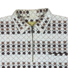 Load image into Gallery viewer, Vintage 90&#39;s ALFA FASHION Argyle Check Patterned 1/4 Zip Long Sleeve Flannel Polo Shirt
