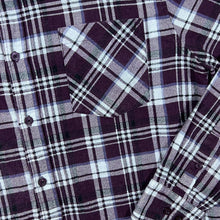 Load image into Gallery viewer, Vintage Portonova Purple Burgundy Plaid Check Long Sleeve Cotton Flannel Shirt
