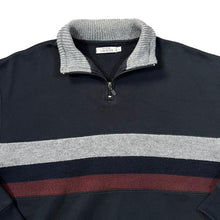Load image into Gallery viewer, Vintage SAVATINI Woven Striped Panel 1/4 Zip Pullover Sweatshirt
