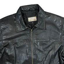 Load image into Gallery viewer, Vintage ATTRACTION Original Outerwear Classic Black Genuine Real Leather Zip Bomber Jacket

