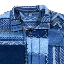 Load image into Gallery viewer, Vintage Crazy Abstract Patterned Blue Mix Zip Fleece Sweatshirt
