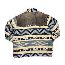 Load image into Gallery viewer, Vintage 90&#39;s Suede Leather Panel Aztec Navajo Patterned Wool Toggle Bomber Jacket
