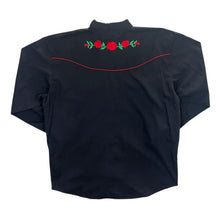 Load image into Gallery viewer, Vintage 90&#39;s Ash Creek Trading Embroidered Rose Western Cowboy Popper Shirt
