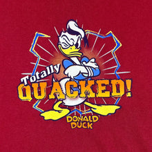 Load image into Gallery viewer, Early 00&#39;s DISNEY STORE &quot;Totally Quacked!&quot; Donald Duck Graphic Short Sleeve Red T-Shirt
