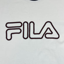 Load image into Gallery viewer, Vintage FILA Classic Embroidered Big Logo Spellout Short Sleeve Ringer T-Shirt
