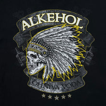 Load image into Gallery viewer, ALKEHOL &quot;Ohniva Voda&quot; Gothic Skull Spellout Graphic T-Shirt
