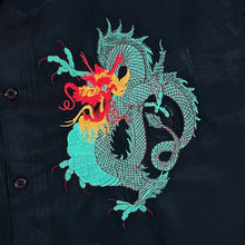 Load image into Gallery viewer, James Darby Nottingham Embroidered Traditional Dragon Black Short Sleeve Shirt
