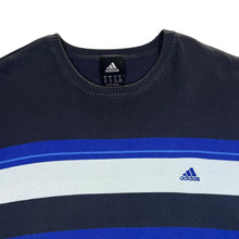 Load image into Gallery viewer, Adidas Mini Logo Blue White Multi Striped Crewneck Sweater Jumper
