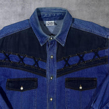 Load image into Gallery viewer, Vintage TG-69 Cowboy Western Blue Denim Long Sleeve Heavy Cotton Shirt
