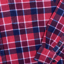 Load image into Gallery viewer, Portonova Red Navy Blue Lumberjack Plaid Check Long Sleeve Cotton Flannel Shirt
