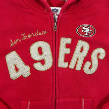 Load image into Gallery viewer, NFL SAN FRANCISCO 49ERS Embroidered Logo Spellout Fleece Lined Red Zip Hoodie
