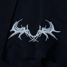 Load image into Gallery viewer, Vintage Much More Gothic Tribal Y2K Embroidered Sleeve Motif Black Short Sleeve Shirt
