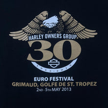 Load image into Gallery viewer, Harley Owners Group (2013) “Euro Festival” Biker Souvenir Graphic Black T-Shirt
