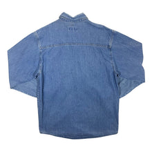 Load image into Gallery viewer, Vintage John F. Gee Cowboy Western Embroidered Horse Blue Denim Popper Long Sleeve Shirt
