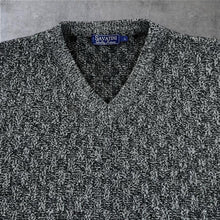 Load image into Gallery viewer, Vintage Savatini Classic Crosshatch Acrylic Knit V-Neck Sweater Jumper
