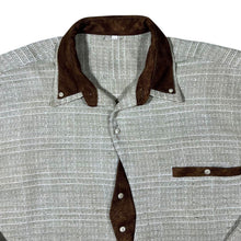 Load image into Gallery viewer, Beige White Check Contrast Brown Trim Long Sleeve Flannel Shirt
