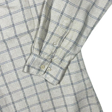 Load image into Gallery viewer, Vintage Happy Life Beige Navy Blue Plaid Check Long Sleeve Flannel Cotton Shirt
