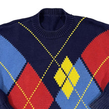 Load image into Gallery viewer, Vintage 90&#39;s ST MICHAEL Marks &amp; Spencer Argyle Check Combed Cotton Knit Sweater Jumper
