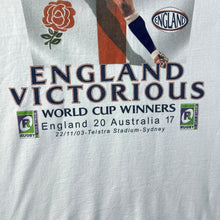 Load image into Gallery viewer, Vintage JOHNNY WILKINSON England Rugby World Cup Winners 2003 Graphic T-Shirt
