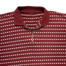 Load image into Gallery viewer, Vintage Red White Patterned 1/4 Zip Short Sleeve Polo Shirt
