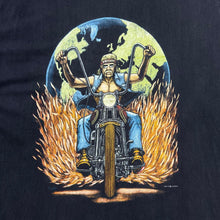 Load image into Gallery viewer, Vintage 90&#39;s ZIP IT London &quot;Freedom&quot; Gothic Flaming Biker Graphic T-Shirt

