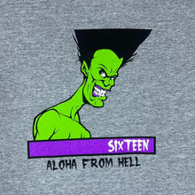 Load image into Gallery viewer, SIXTEEN SKATEBOARDS &quot;Aloha From Hell&quot; Skater Graphic Grey T-Shirt
