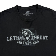Load image into Gallery viewer, LETHAL THREAT &quot;Evil Fast Loud&quot; Gothic Biker Grim Reaper Spellout Graphic T-Shirt
