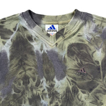 Load image into Gallery viewer, Vintage ADIDAS Embroidered Mini Logo Green Tie Dye V-Neck Sweatshirt
