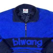 Load image into Gallery viewer, Vintage BIWANG Embroidered Spellout Colour Block Blue 1/4 Zip Fleece Sweatshirt
