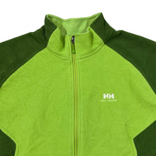 Load image into Gallery viewer, Early 00&#39;s HELLY HANSEN &quot;ZMax&quot; Green Colour Block Mini Logo Zip Fleece Sweatshirt
