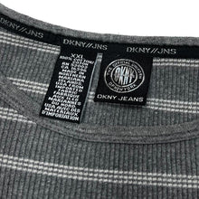 Load image into Gallery viewer, Early 00’s DKNY Jeans Grey Mix Striped Cotton Short Sleeve T-Shirt
