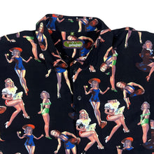 Load image into Gallery viewer, Vintage GALLAGHER Pinup Girl Rockabilly All-Over Print Short Sleeve Shirt
