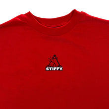 Load image into Gallery viewer, STIFFY &quot;Board Stiffy&quot; Surfer Skate Logo Spellout Graphic Red T-Shirt
