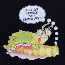 Load image into Gallery viewer, I'm A French Fry Caterpillar Cartoon Novelty Spellout Graphic Black T-Shirt
