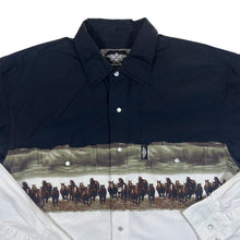 Load image into Gallery viewer, Vintage STARS &amp; STRIPES Horse Nature Cowboy Western Long Sleeve Cotton Shirt

