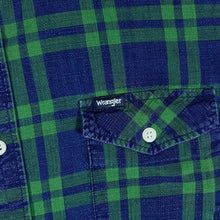 Load image into Gallery viewer, WRANGLER &quot;Slim Fit&quot; Navy Green Tartan Plaid Check Long Sleeve Cotton Shirt
