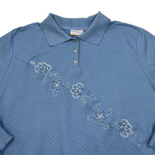 Load image into Gallery viewer, Vintage ALFRED DUNNER Embroidered Sequin Floral Flower Collared Sweatshirt
