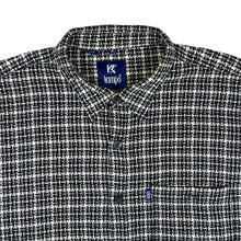 Load image into Gallery viewer, Vintage 90&#39;s KAMPO Black Grey Cream Check Long Sleeve Flannel Shirt
