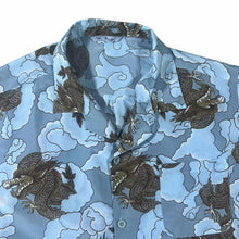 Load image into Gallery viewer, Early 00&#39;s Wudi Gothic Y2K Traditional Dragon Clouds Graphic Blue Short Sleeve Shirt
