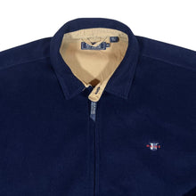 Load image into Gallery viewer, Early 00&#39;s MAINE New England Mini Logo Navy Blue Fleece Bomber Jacket
