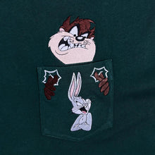 Load image into Gallery viewer, Vintage Warner Bros (1996) Looney Tunes Tasmanian Devil Taz Embroidered Green T-Shirt
