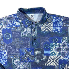Load image into Gallery viewer, Vintage C&amp;A Crazy Abstract Patterned Blue Mix Long Sleeve Polo Shirt
